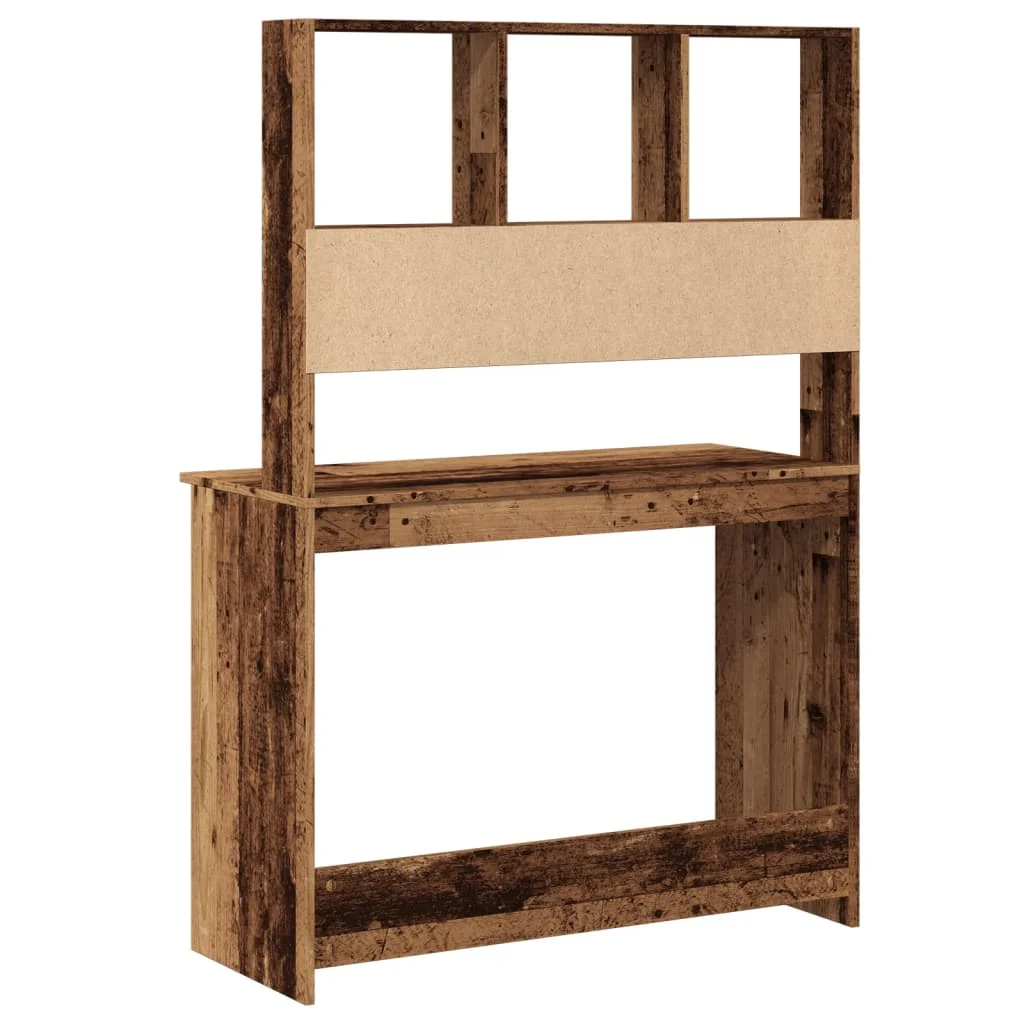 Bureau avec étagères 102 x 45 x 148 cm vieux bois bois d'ingénierie – vue de dessus