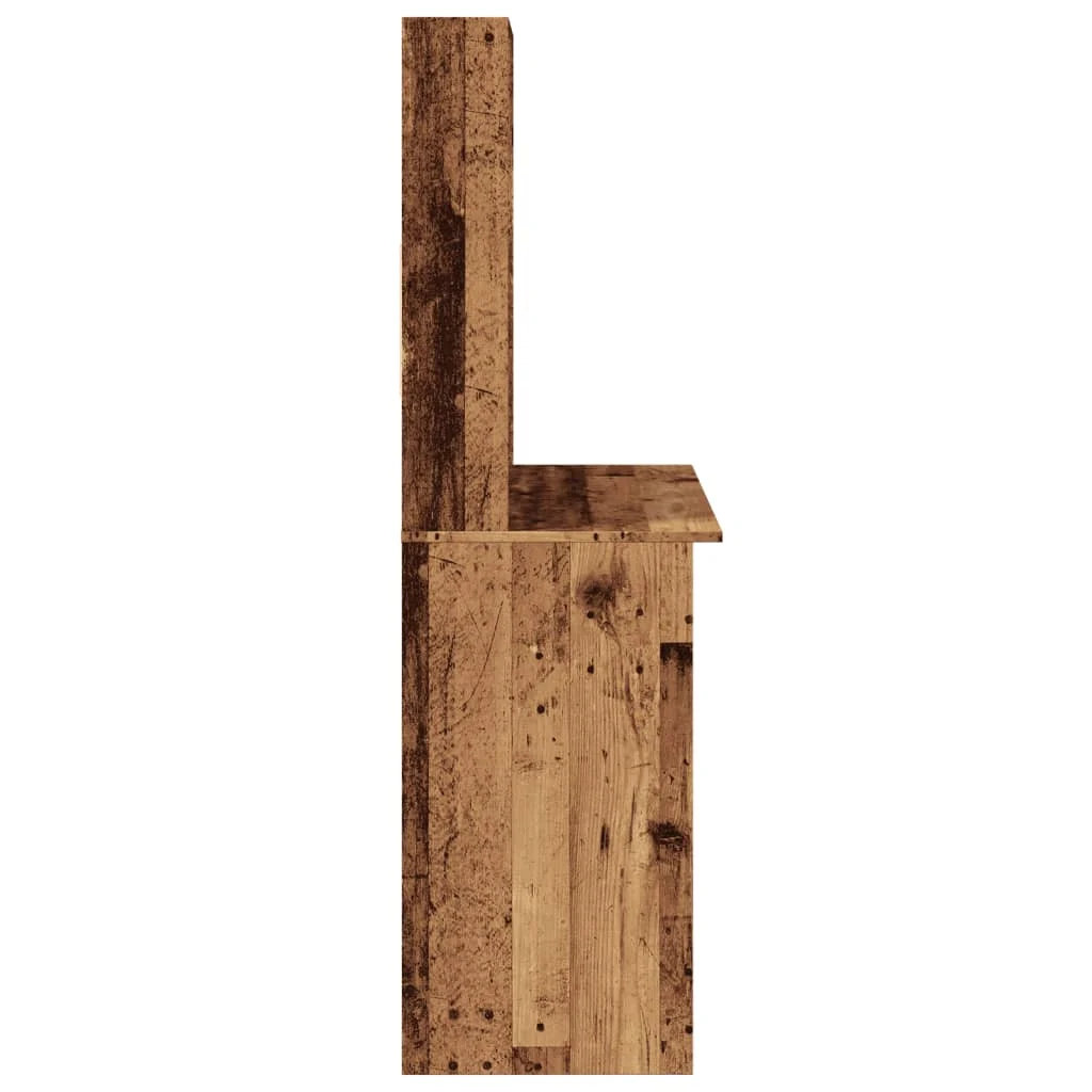 Bureau avec étagères 102 x 45 x 148 cm vieux bois bois d'ingénierie – vue de dos