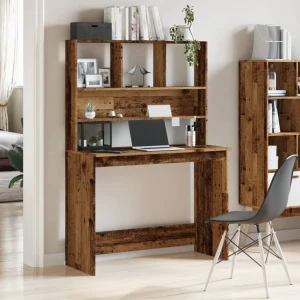 Bureau avec étagères 102 x 45 x 148 cm vieux bois bois d'ingénierie – vue d’ensemble