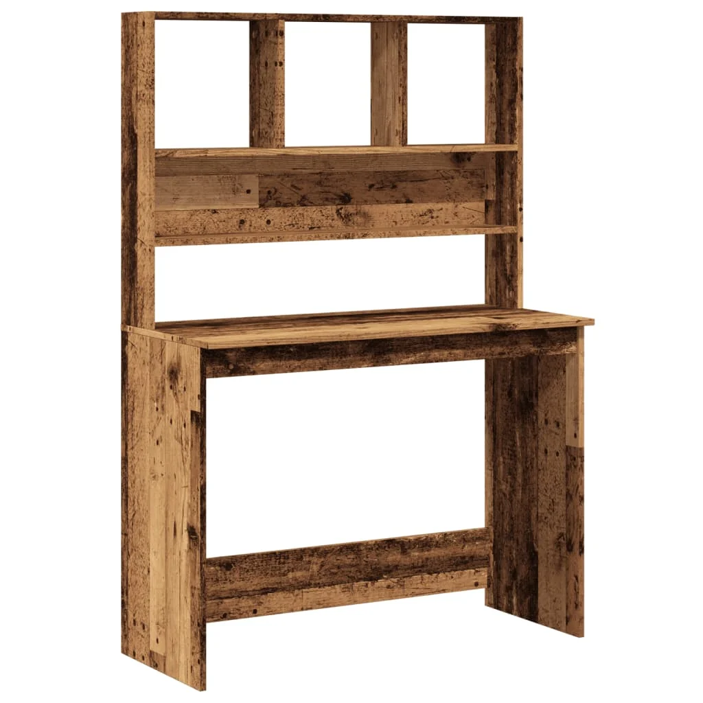 Bureau avec étagères 102 x 45 x 148 cm vieux bois bois d'ingénierie – vue de côté