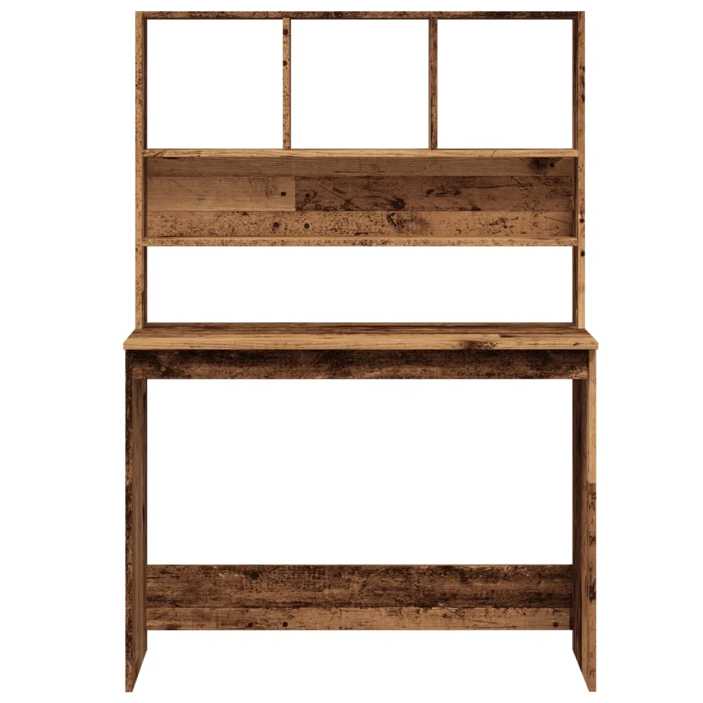Bureau avec étagères 102 x 45 x 148 cm vieux bois bois d'ingénierie – vue en situation