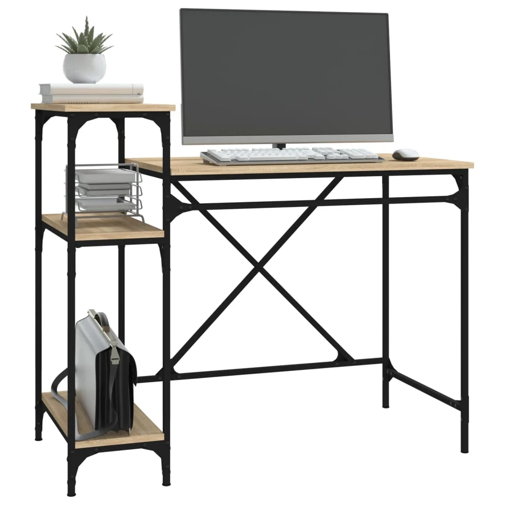 Bureau avec étagères 105 x 50 x 90 cm chêne sonoma bois d'ingénierie – vue de dos