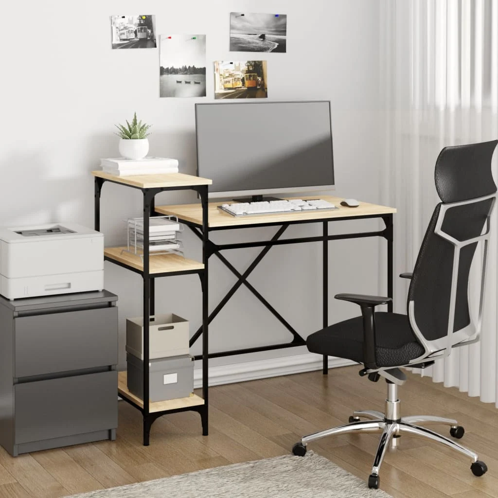 Bureau avec étagères 105 x 50 x 90 cm chêne sonoma bois d'ingénierie – vue d’ensemble