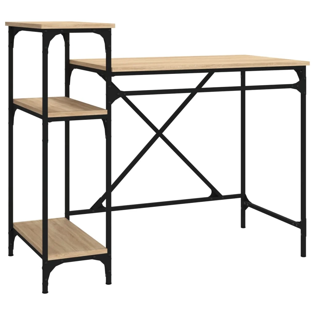 Bureau avec étagères 105 x 50 x 90 cm chêne sonoma bois d'ingénierie – vue de côté