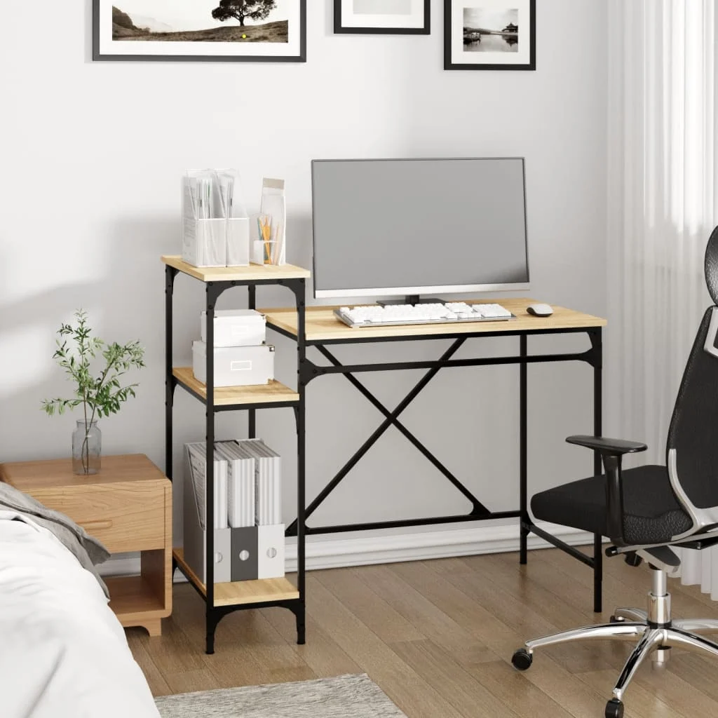 Bureau avec étagères 105 x 50 x 90 cm chêne sonoma bois d'ingénierie – vue de détail