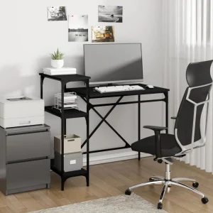 Bureau avec étagères 105 x 50 x 90 cm noir bois d'ingénierie – vue d’ensemble