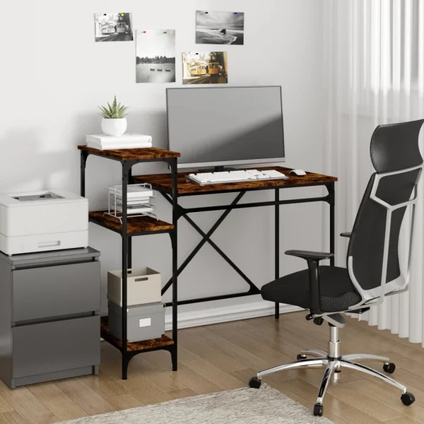 Bureau avec étagères 105x50x90 cmbois d'ingénierie 105 x 50 x 90 cm chêne fumé – vue d’ensemble