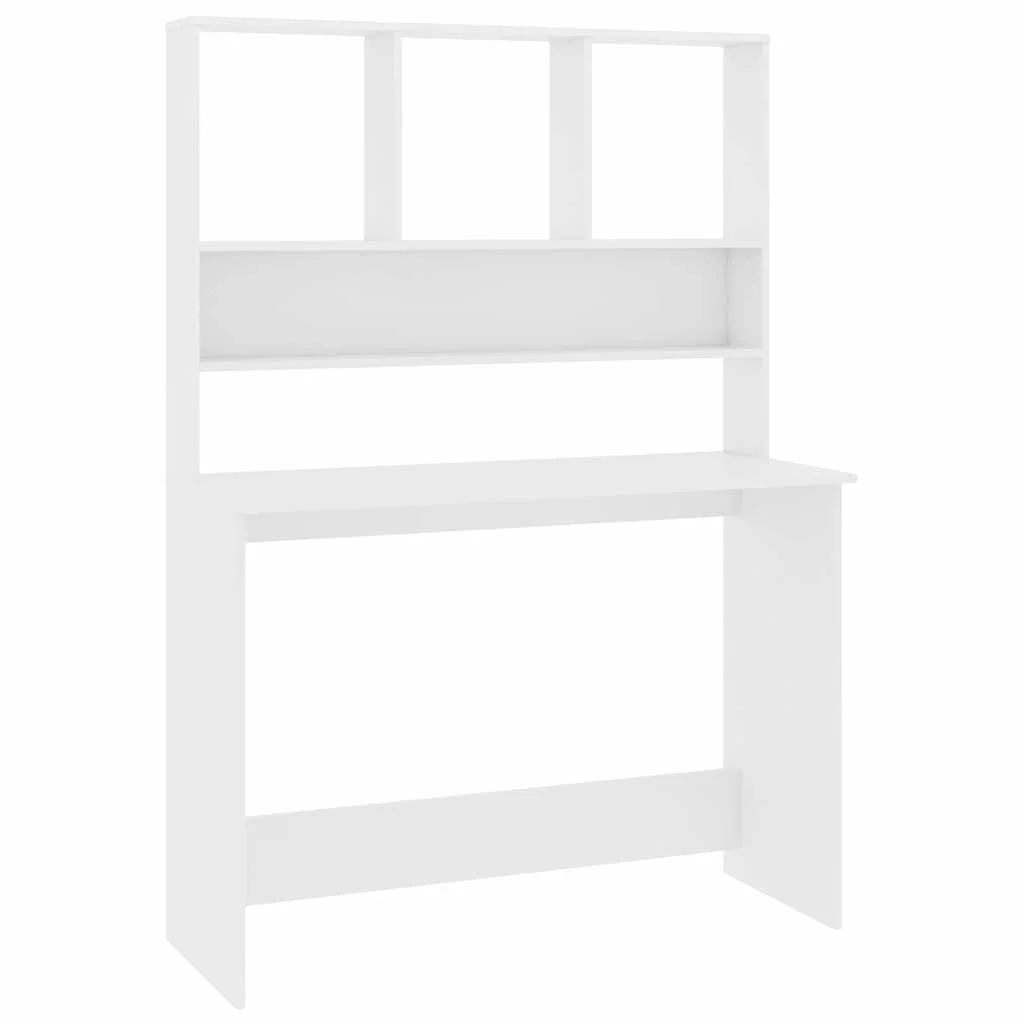 Bureau avec étagères 110 x 45 x 157 cm blanc bois d'ingénierie – vue de côté