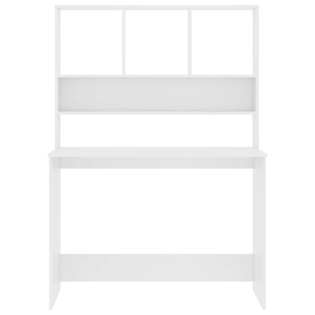 Bureau avec étagères 110 x 45 x 157 cm blanc bois d'ingénierie – vue de détail
