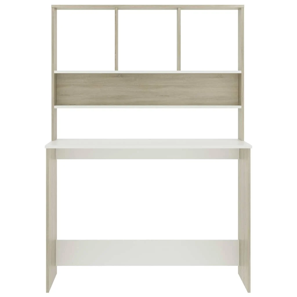 Bureau avec étagères 110 x 45 x 157 cm blanc et chêne sonoma aggloméré – vue de détail