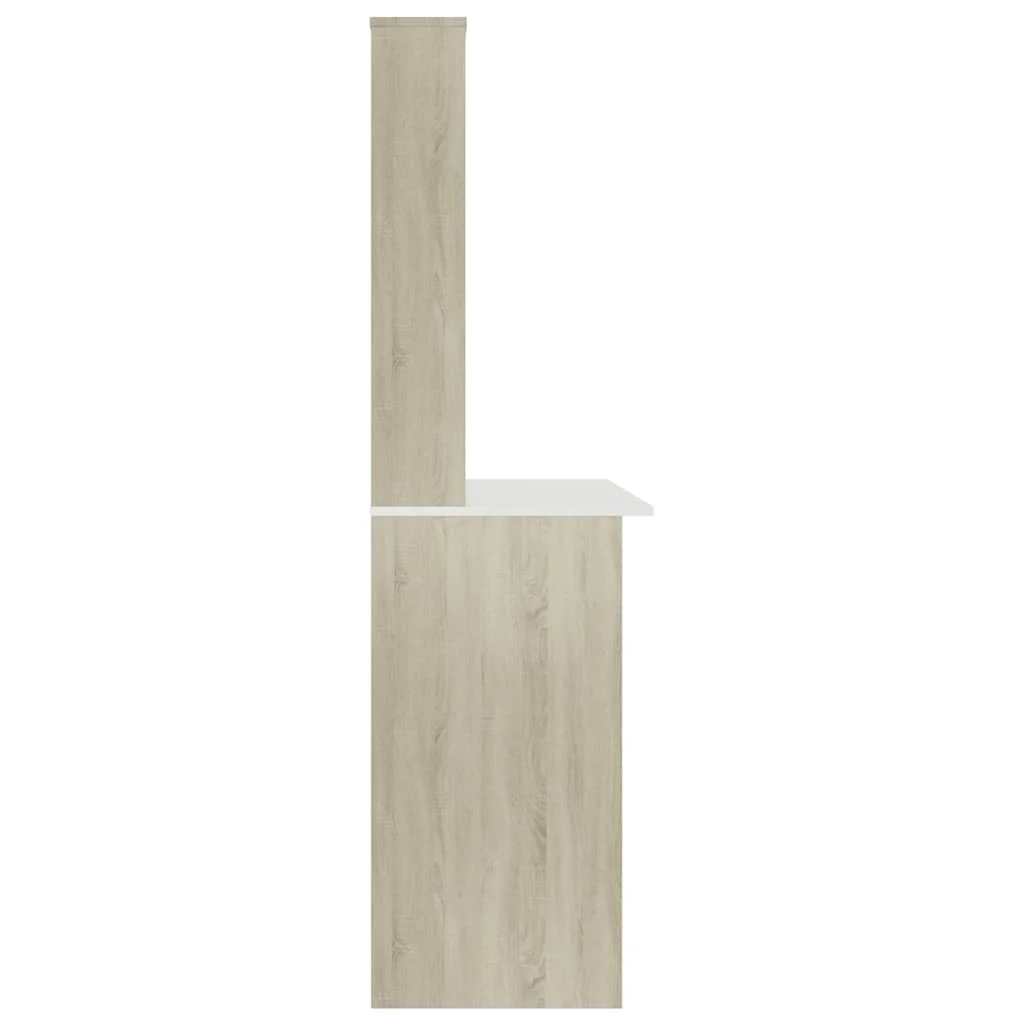 Bureau avec étagères 110 x 45 x 157 cm blanc et chêne sonoma aggloméré – vue en situation