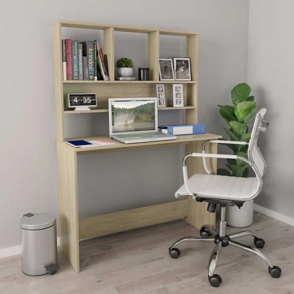 Bureau avec étagères 110 x 45 x 157 cm chêne sonoma bois d'ingénierie – vue d’ensemble