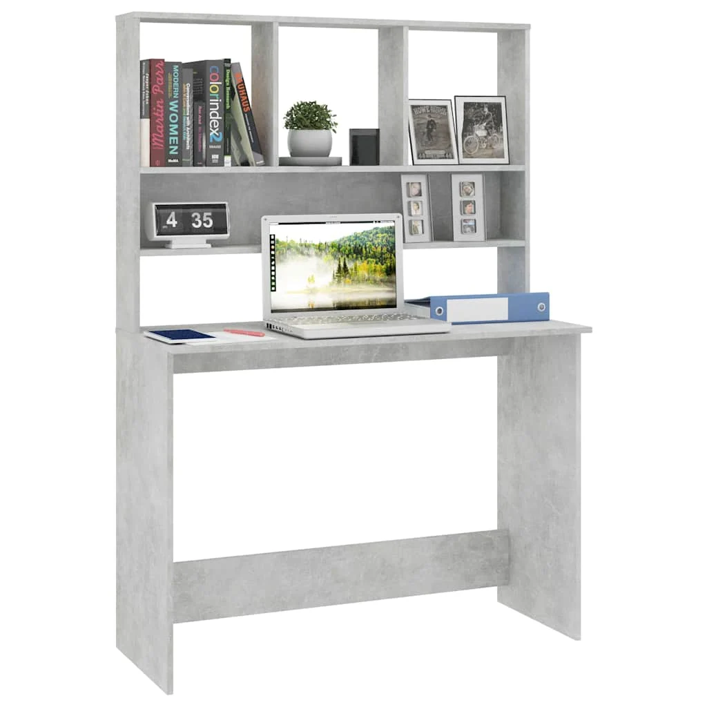 Bureau avec étagères 110 x 45 x 157 cm gris béton aggloméré – vue de dessus