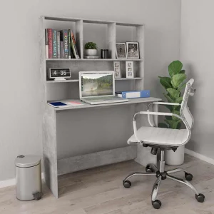 Bureau avec étagères 110 x 45 x 157 cm gris béton aggloméré – vue d’ensemble