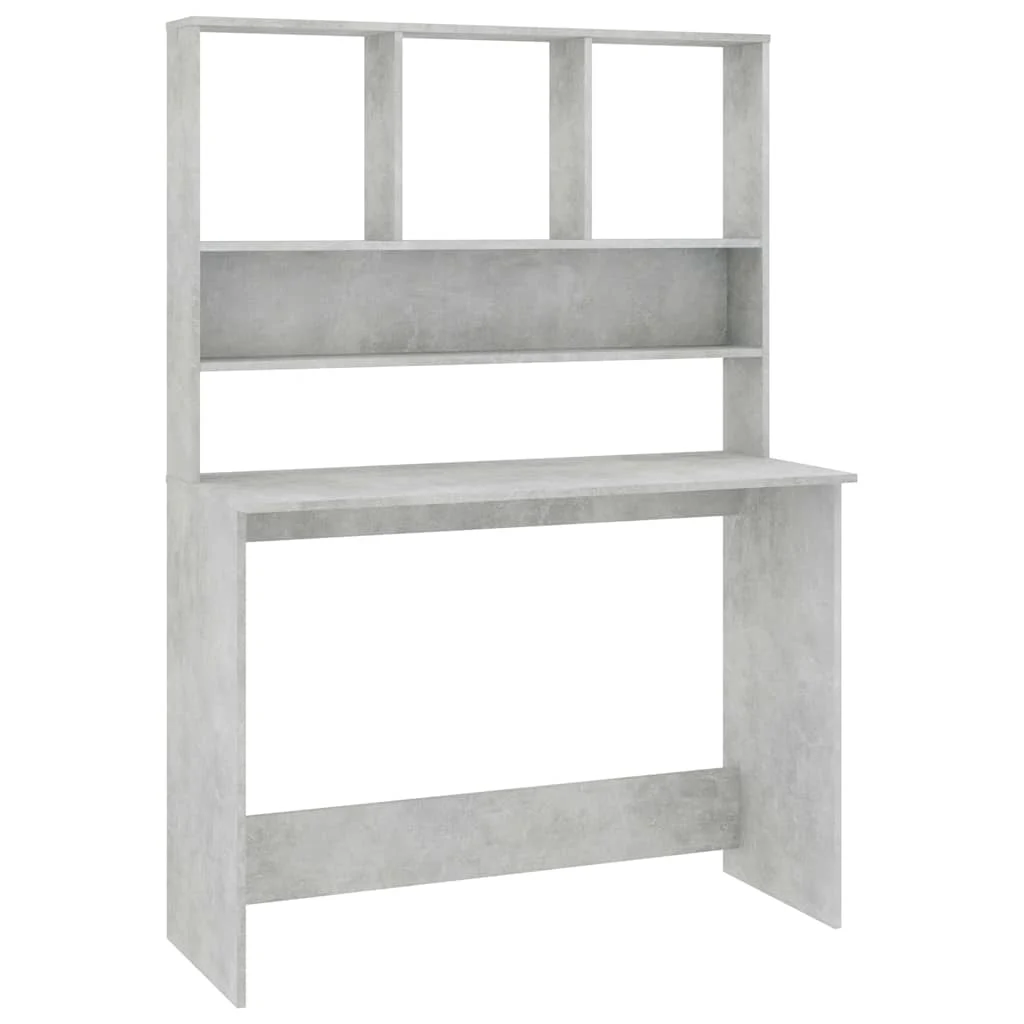 Bureau avec étagères 110 x 45 x 157 cm gris béton aggloméré – vue de côté