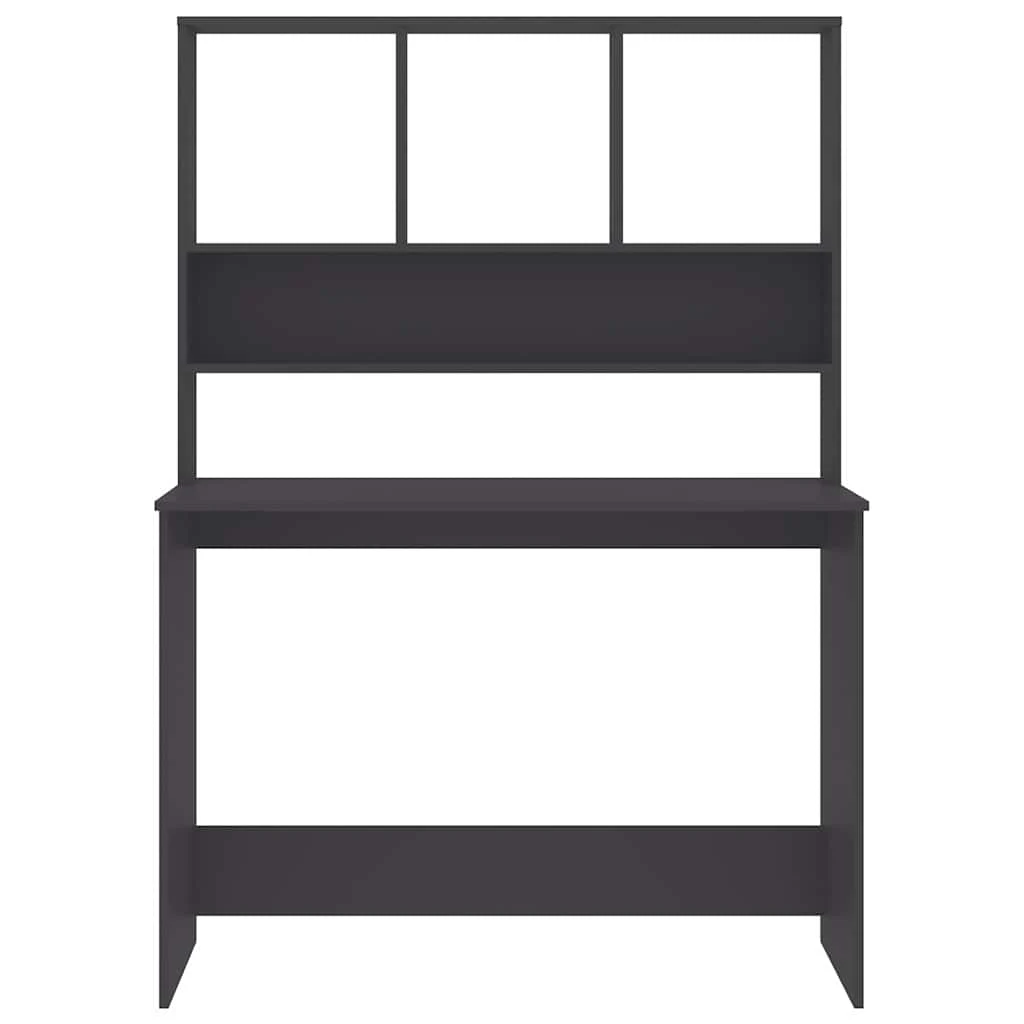 Bureau avec étagères 110 x 45 x 157 cm gris bois d'ingénierie – vue de détail