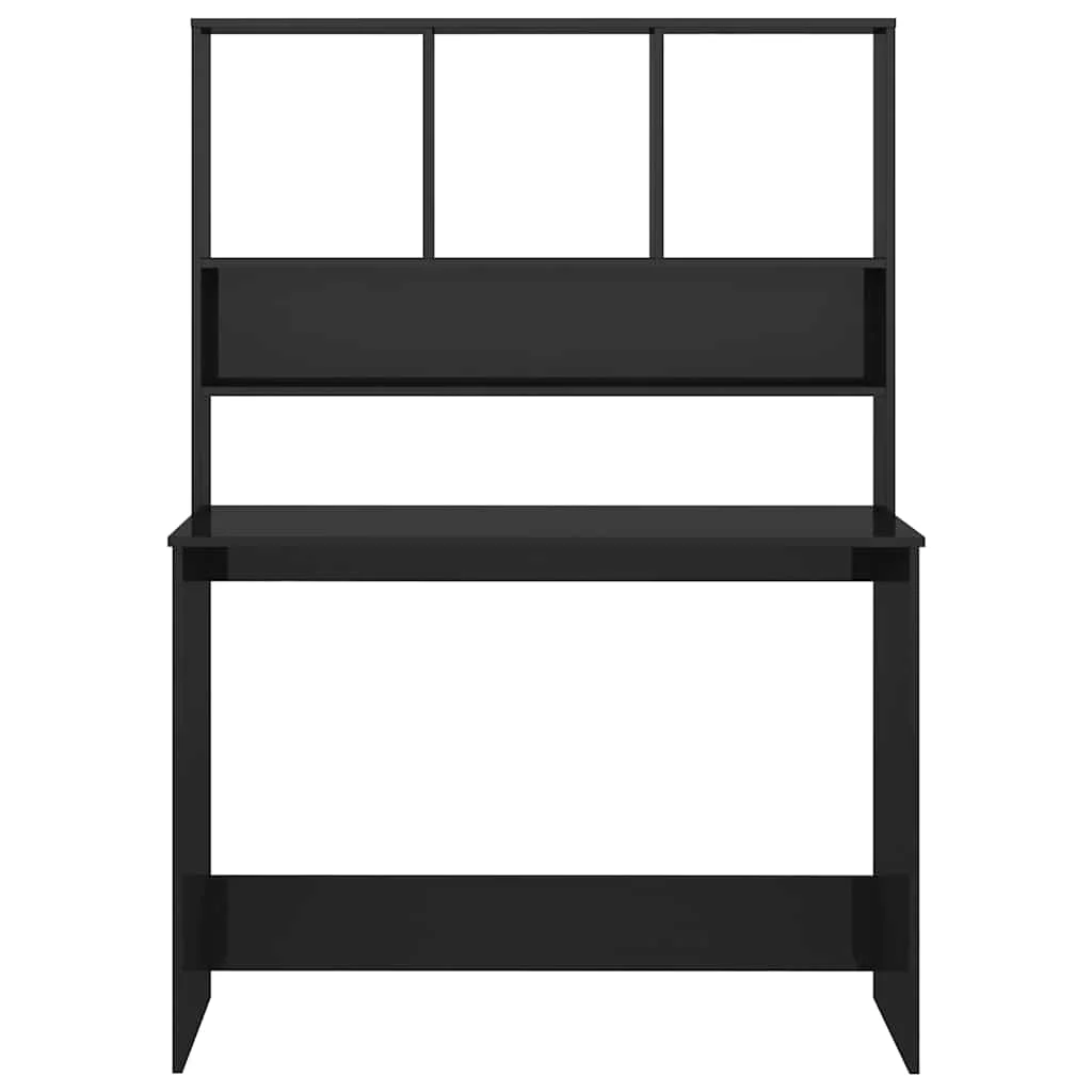 Bureau avec étagères 110 x 45 x 157 cm noir brillant aggloméré – vue de détail