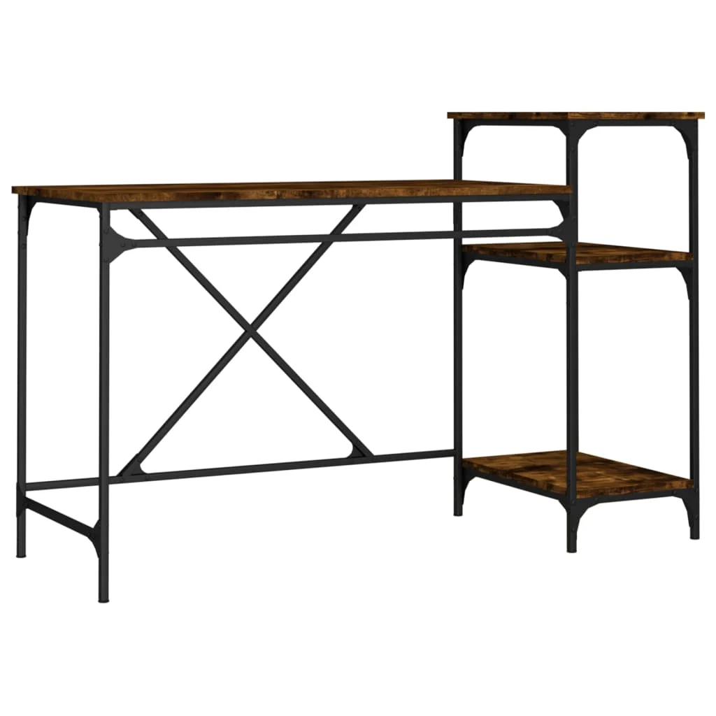 Bureau et étagères 135 x 50 x 90 cm chêne fumé bois d'ingénierie – vue de côté