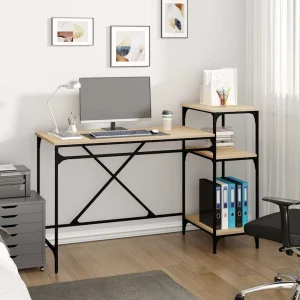 Bureau et étagères 135 x 50 x 90 cm chêne sonoma bois d'ingénierie – vue d’ensemble