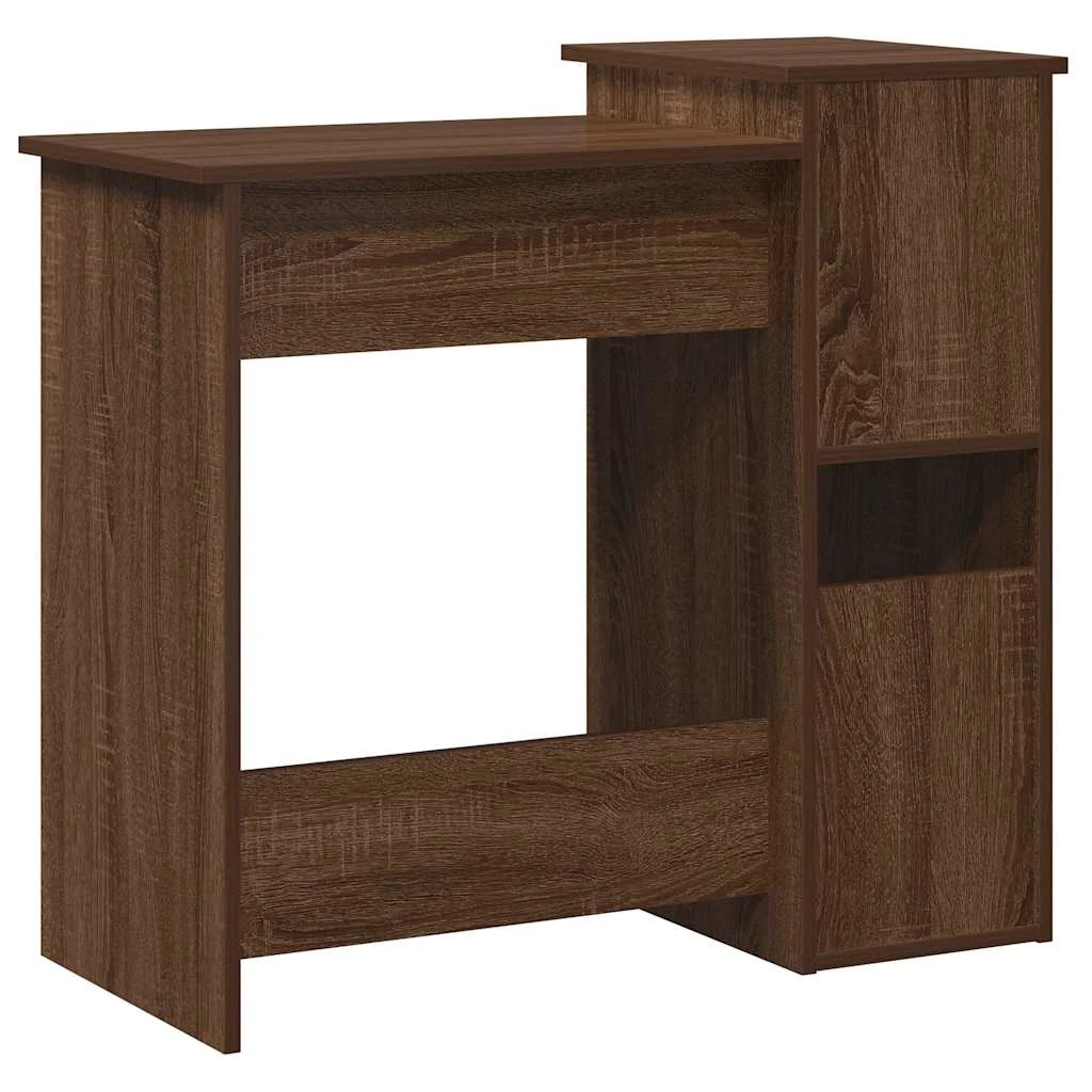 Bureau et étagères 84 x 40 x 78 cm chêne marron bois d'ingénierie – vue de dos