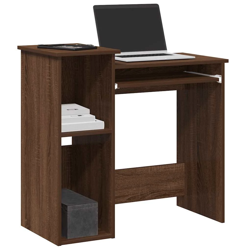 Bureau et étagères 84 x 40 x 78 cm chêne marron bois d'ingénierie – vue d’ensemble