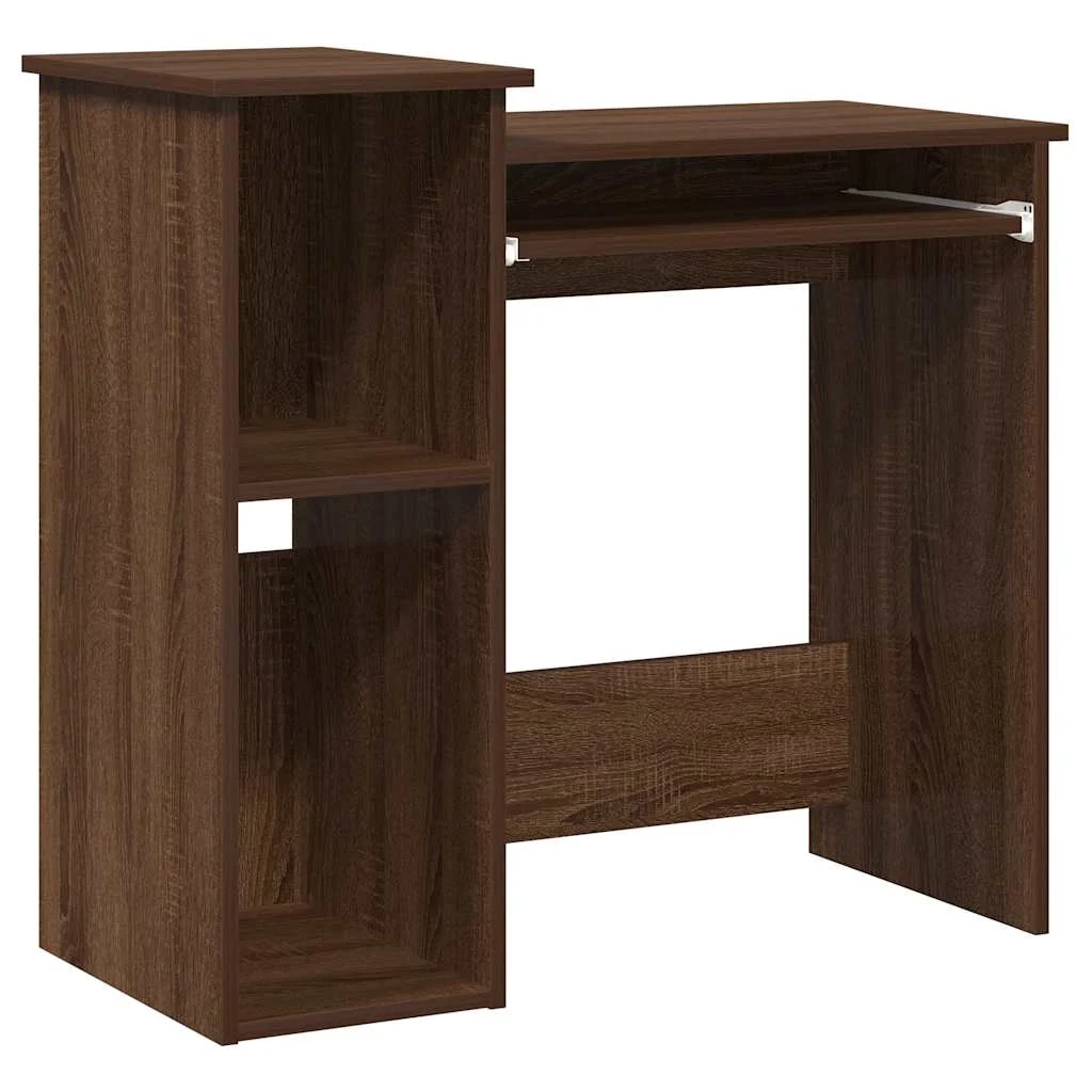 Bureau et étagères 84 x 40 x 78 cm chêne marron bois d'ingénierie – vue de côté