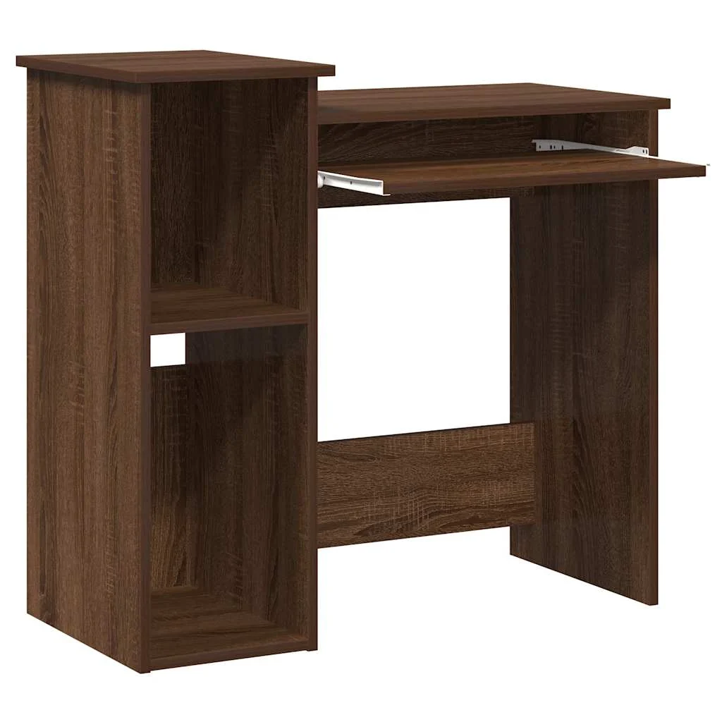 Bureau et étagères 84 x 40 x 78 cm chêne marron bois d'ingénierie – vue en situation