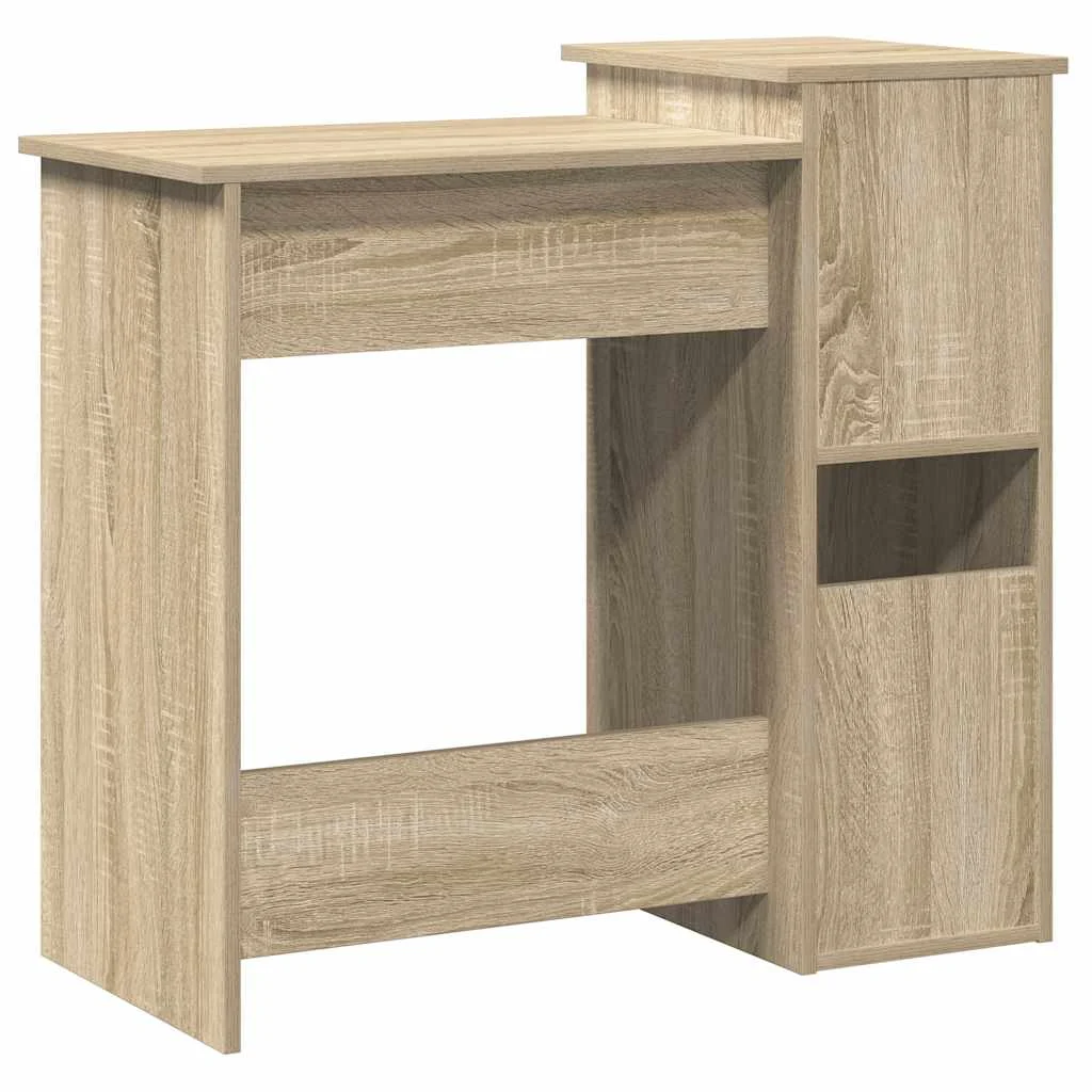 Bureau avec étagères 84 x 40 x 78 cm chêne sonoma bois d'ingénierie – vue de dos