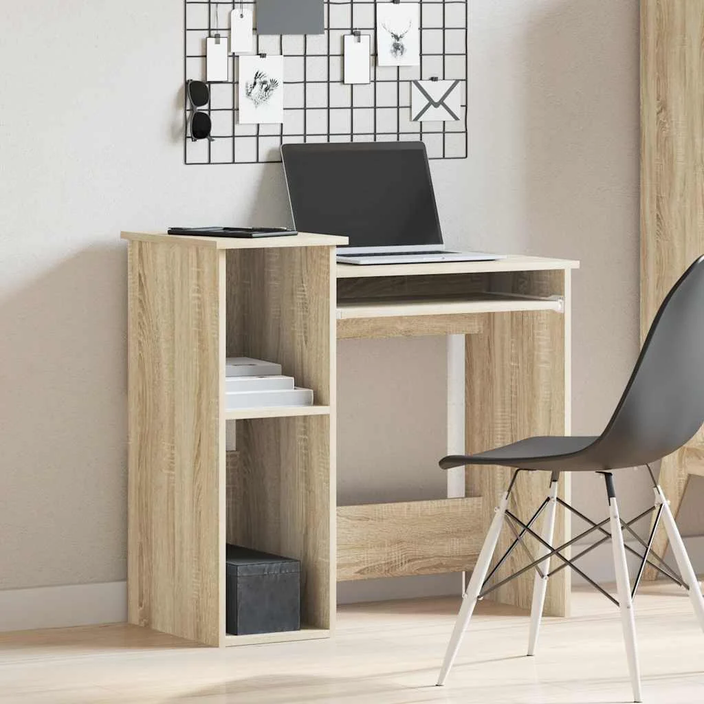 Bureau avec étagères 84 x 40 x 78 cm chêne sonoma bois d'ingénierie – vue de détail