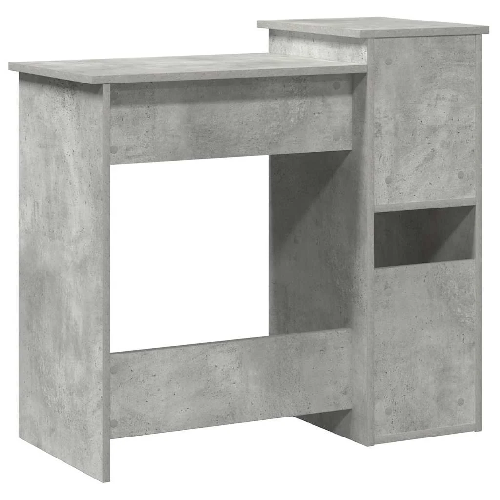 Bureau avec étagères 84 x 40 x 78 cm gris béton bois d'ingénierie – vue de dos