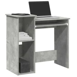Bureau avec étagères 84 x 40 x 78 cm gris béton bois d'ingénierie – vue d’ensemble