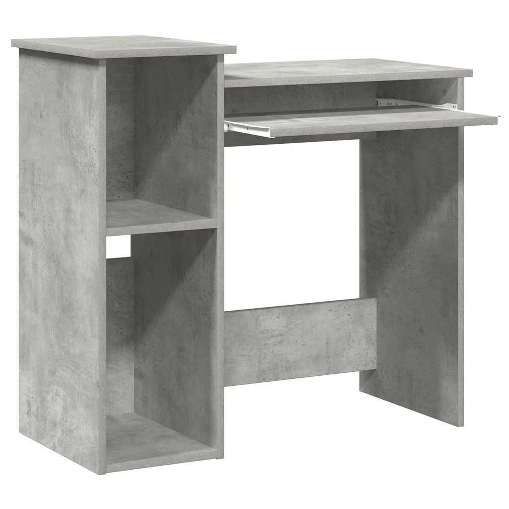 Bureau avec étagères 84 x 40 x 78 cm gris béton bois d'ingénierie – vue en situation