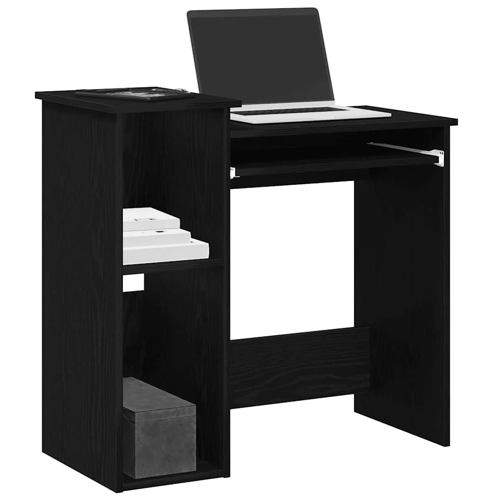 Bureau avec étagères 84 x 40 x 78 cm noir bois d'ingénierie – vue d’ensemble