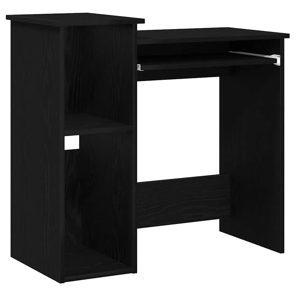 Bureau avec étagères 84 x 40 x 78 cm noir bois d'ingénierie – vue de côté