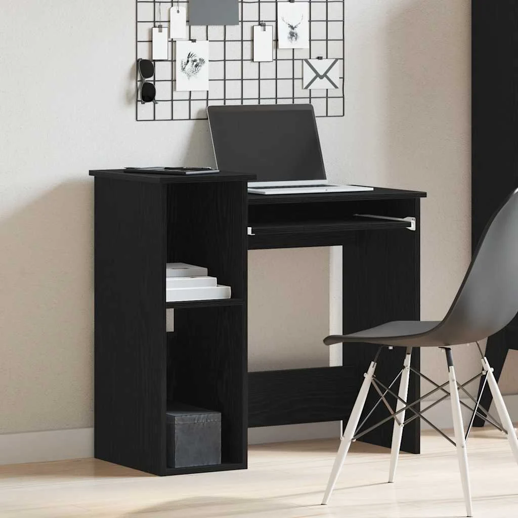 Bureau avec étagères 84 x 40 x 78 cm noir bois d'ingénierie – vue de détail