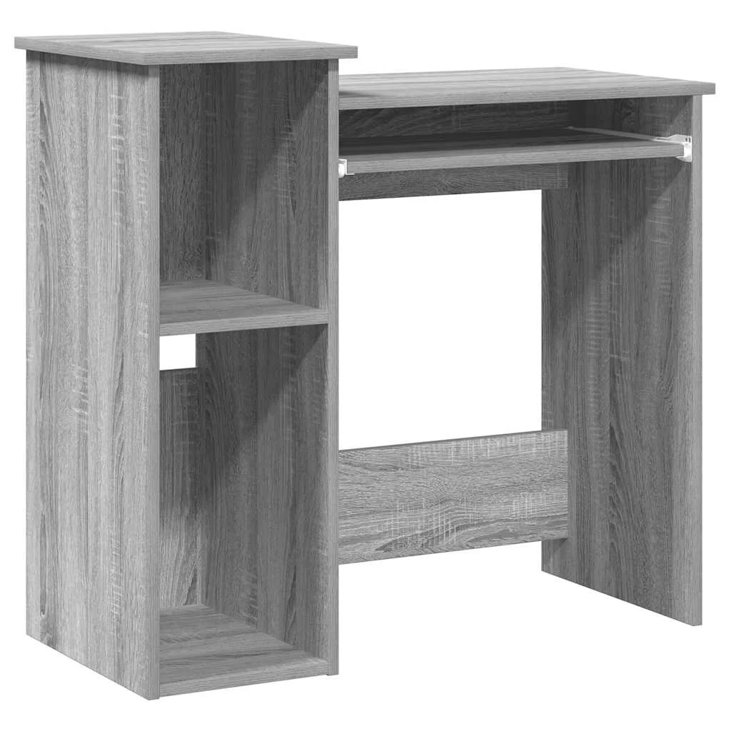 Bureau avec étagères 84 x 40 x 78 cm sonoma gris bois d'ingénierie – vue de côté