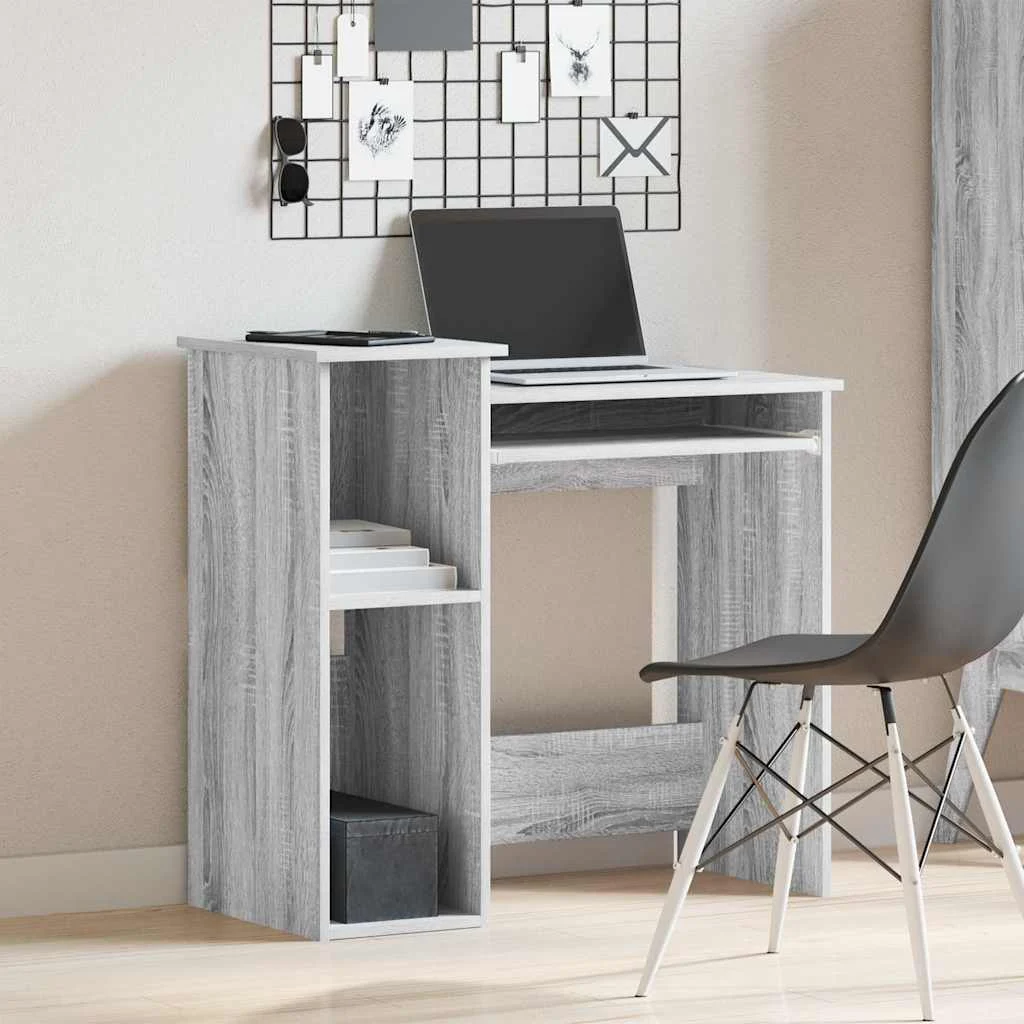 Bureau avec étagères 84 x 40 x 78 cm sonoma gris bois d'ingénierie – vue de détail