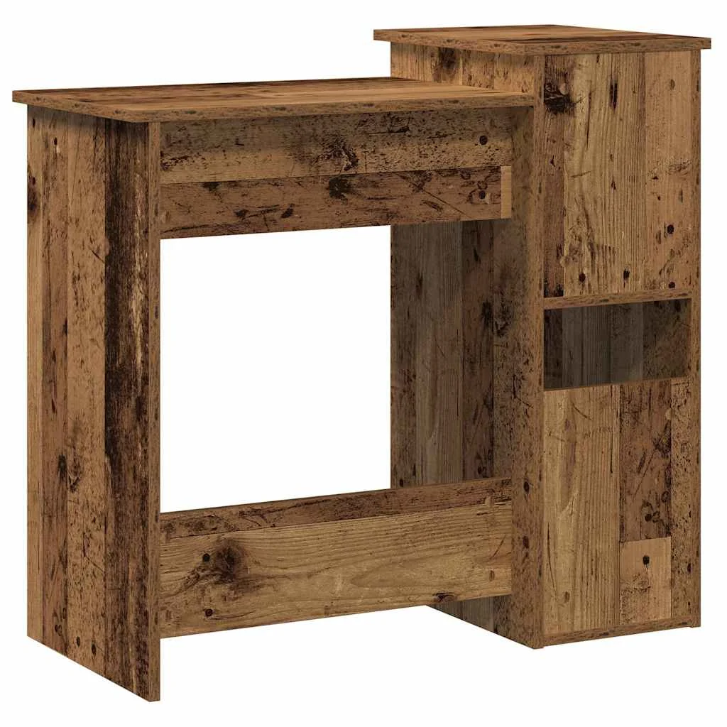 Bureau avec étagères 84 x 40 x 78 cm vieux bois bois d'ingénierie – vue de dos