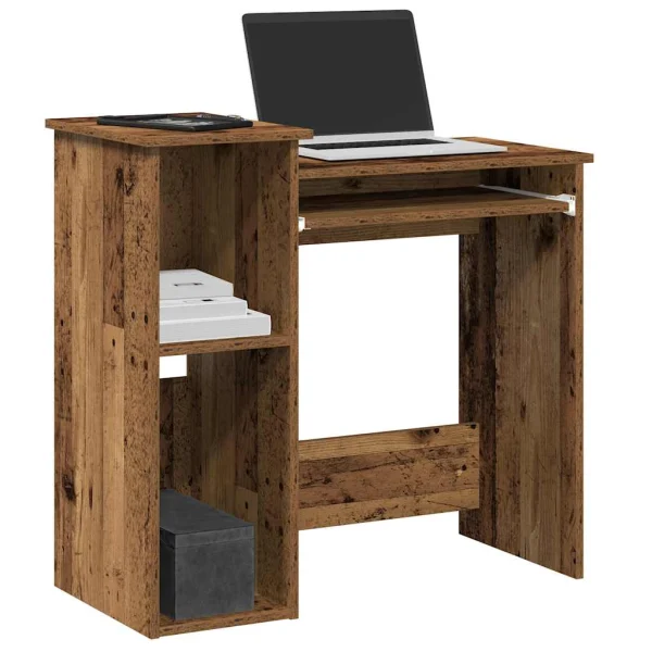 Bureau avec étagères 84 x 40 x 78 cm vieux bois bois d'ingénierie – vue d’ensemble