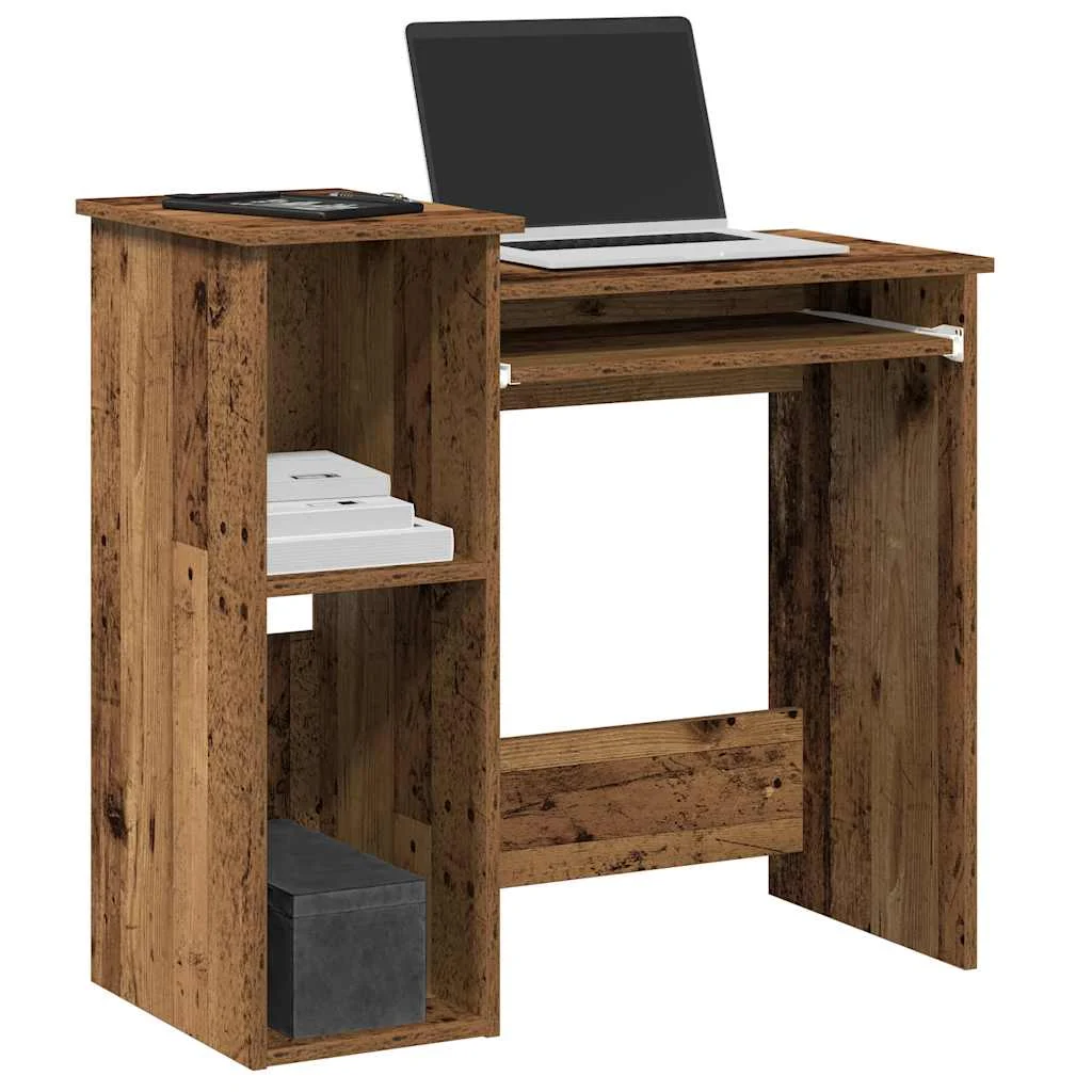 Bureau avec étagères 84 x 40 x 78 cm vieux bois bois d'ingénierie – vue d’ensemble