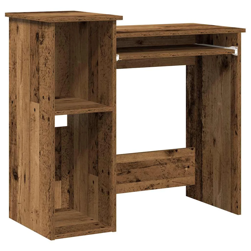 Bureau avec étagères 84 x 40 x 78 cm vieux bois bois d'ingénierie – vue de côté
