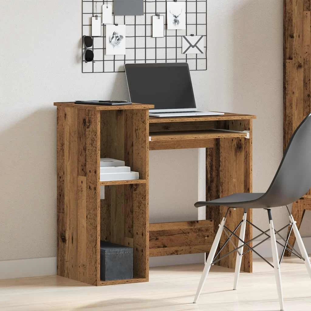 Bureau avec étagères 84 x 40 x 78 cm vieux bois bois d'ingénierie – vue de détail
