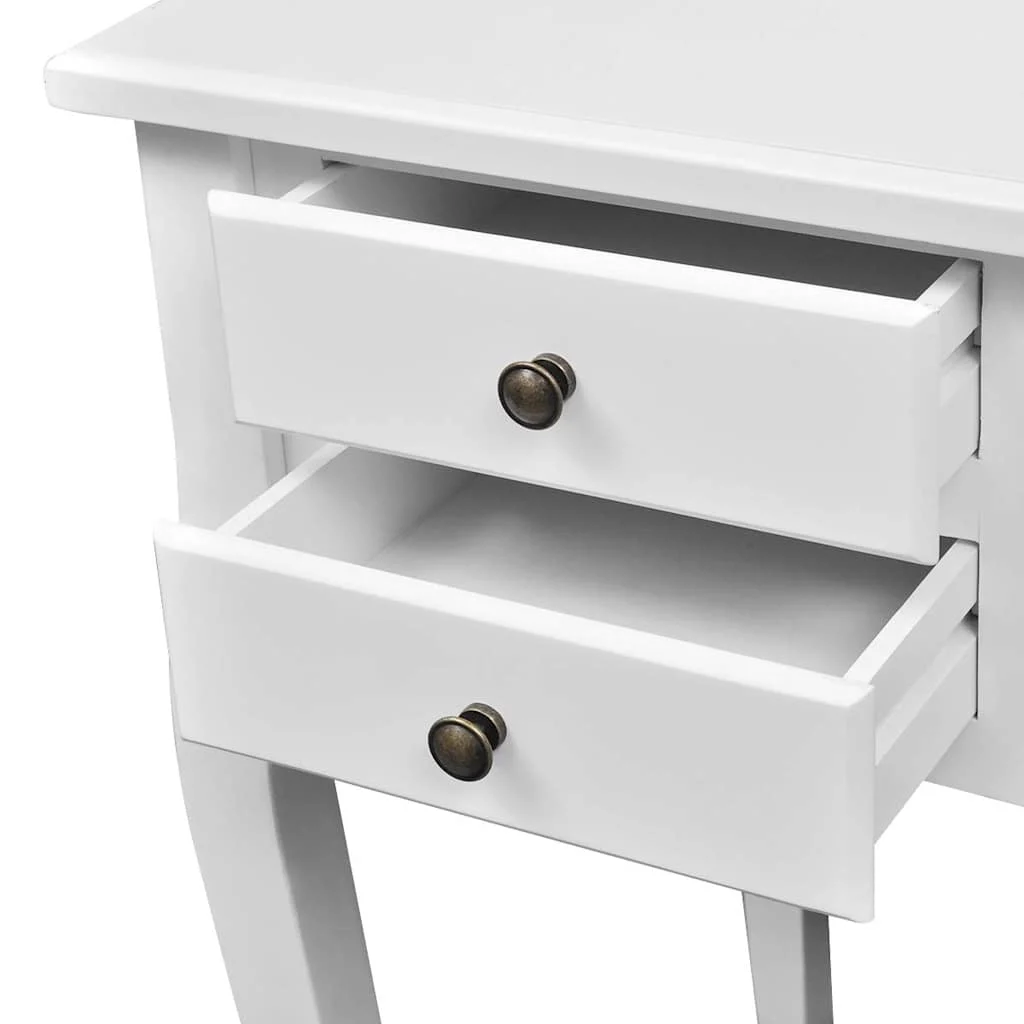 Bureau français en bois avec pieds courbés et 5 tiroirs 110 x 47 x 79 cm blanc mdf – vue de détail
