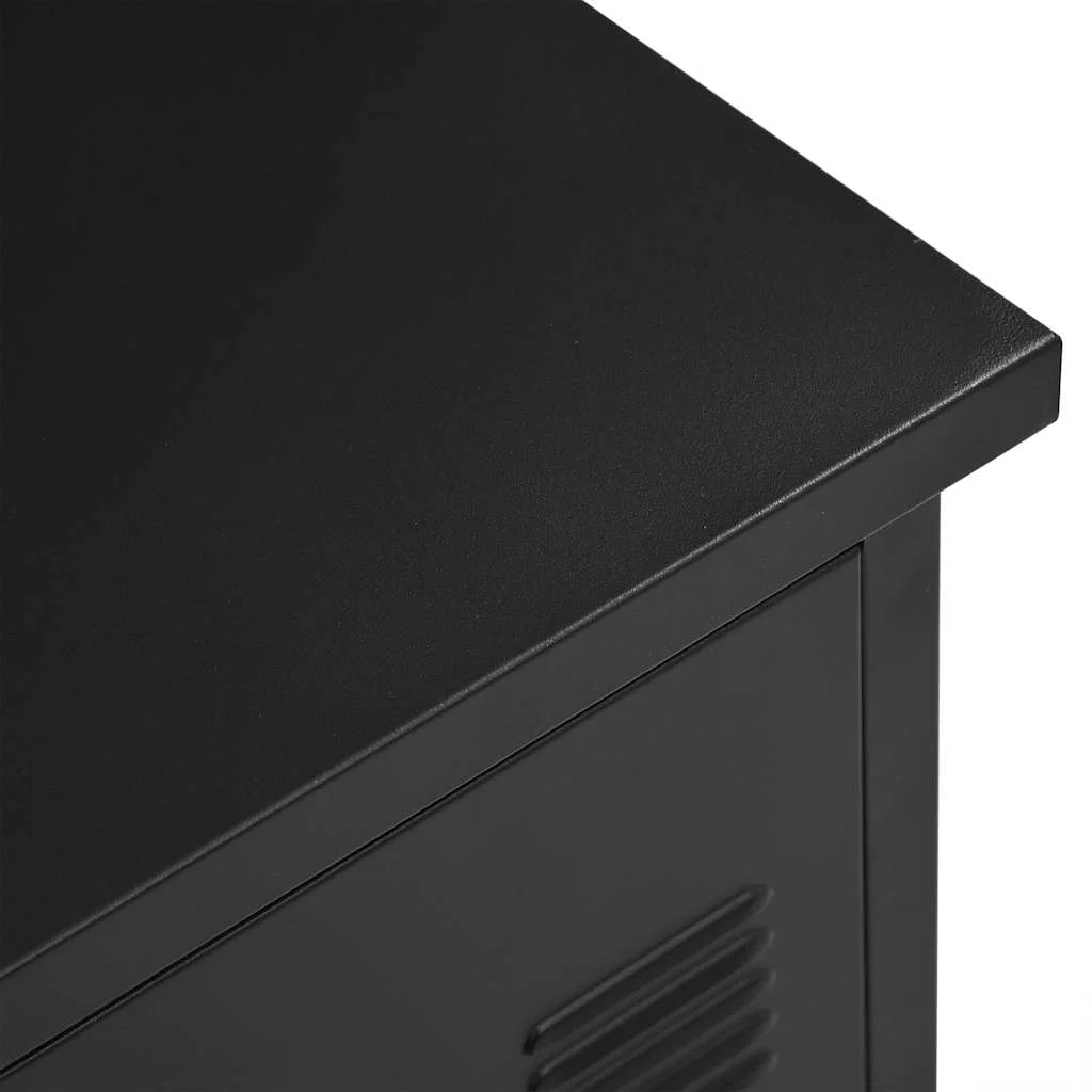 Bureau industriel avec tiroirs 120 x 55 x 75 cm noir acier – vue de dos