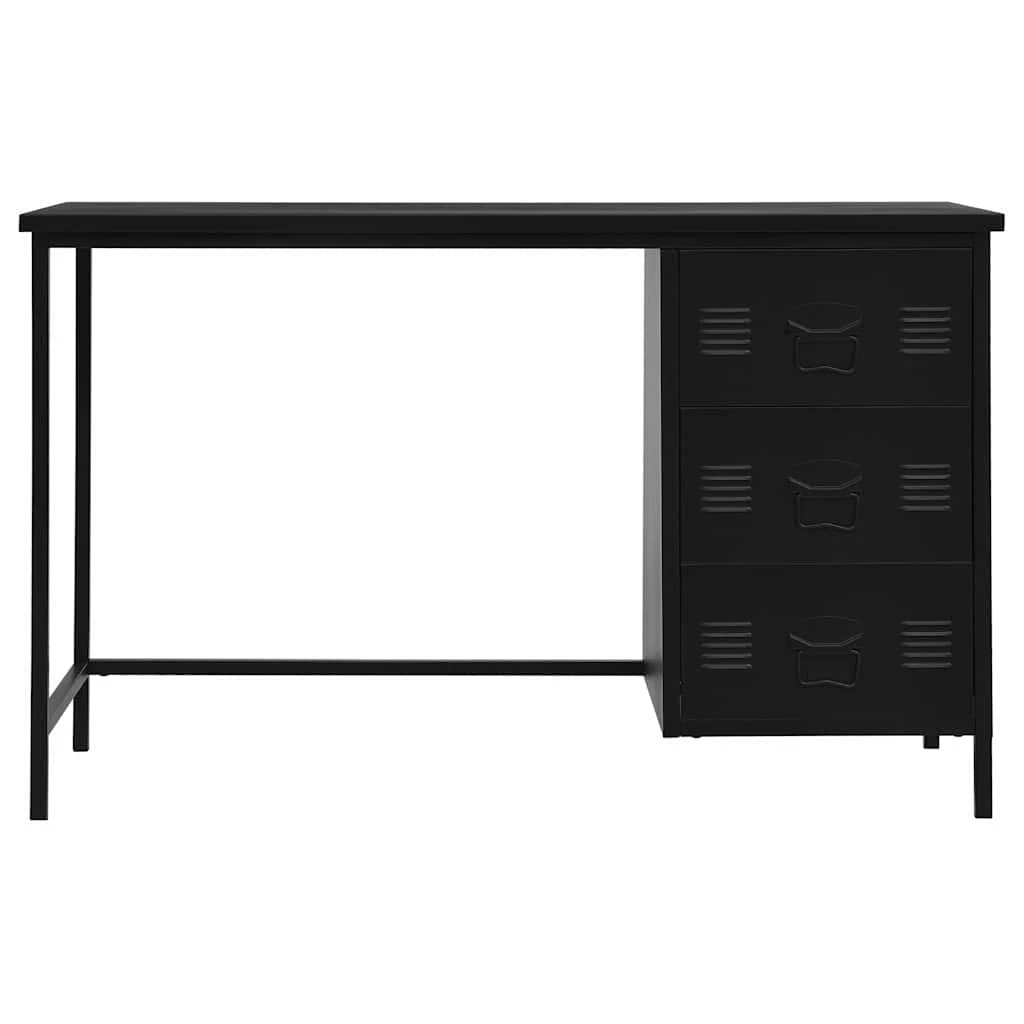 Bureau industriel avec tiroirs 120 x 55 x 75 cm noir acier – vue de côté