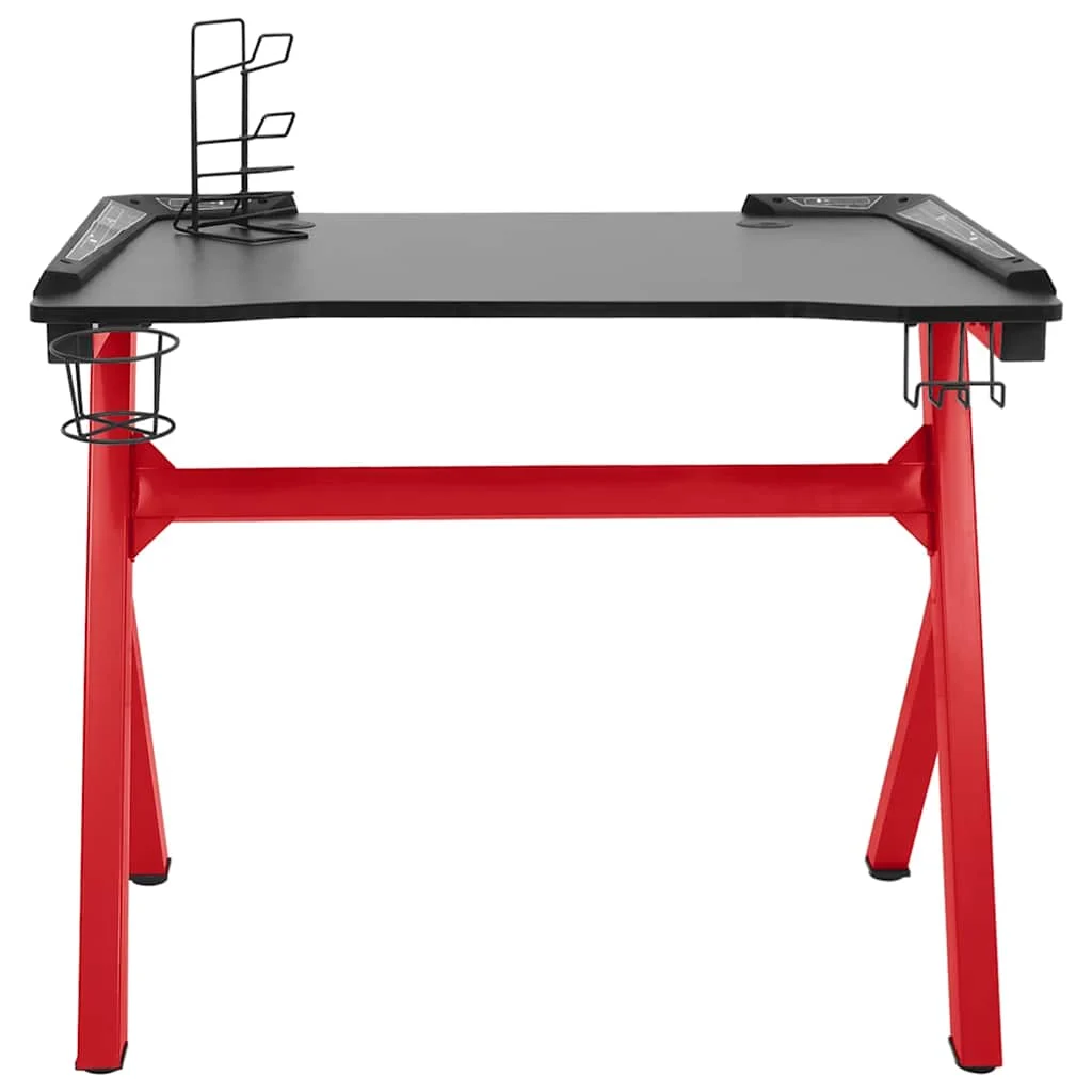 Bureau de jeu à LED en forme de Y 110 x 60 x 75 cm noir bois d'ingénierie – vue en situation