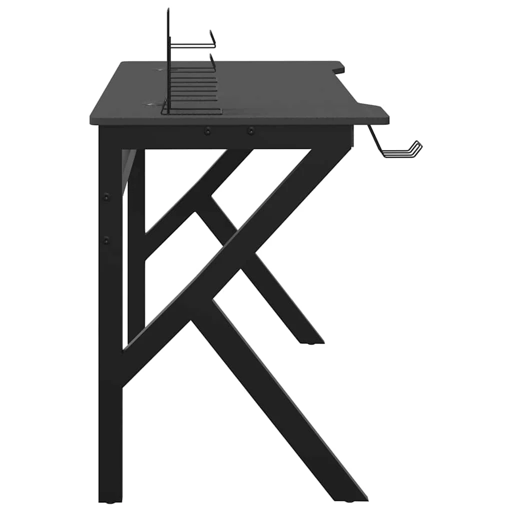 Bureau de jeu avec pieds en forme de K 110 x 60 x 75 cm noir bois d'ingénierie – vue de dos