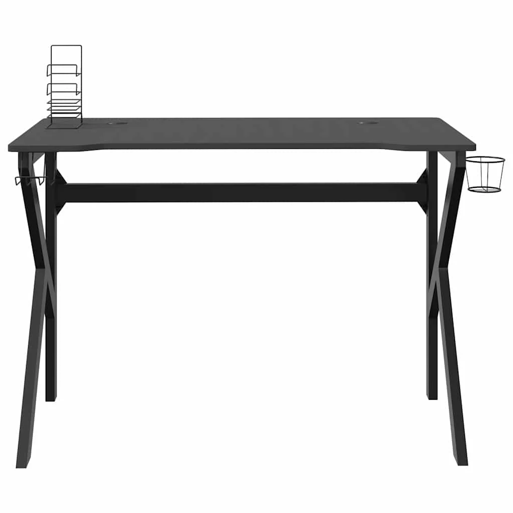 Bureau de jeu avec pieds en forme de K 110 x 60 x 75 cm noir bois d'ingénierie – vue en situation