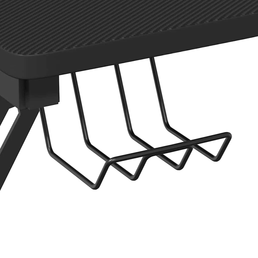 Bureau de jeu avec pieds en forme de Y 90 x 60 x 75 cm noir bois d'ingénierie – vue de dos