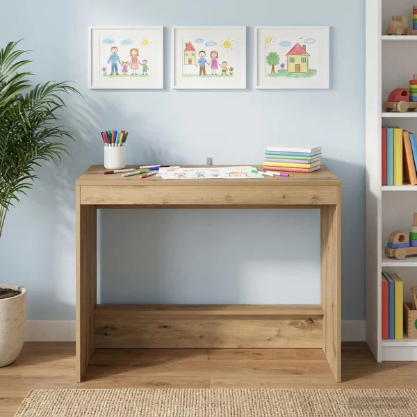Bureau de lit 100 x 45 x 75 cm chêne artisanal bois d'ingénierie – vue d’ensemble